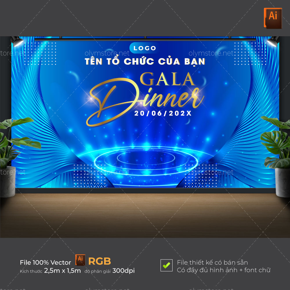 Backdrop gala dinner sang trọng màu cam